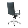 Blue Leather & Chrome High Back Modern Office Chair