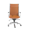 Cognac Leather & Chrome High Back Modern Office Chair