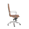 Cognac Leather & Chrome High Back Modern Office Chair
