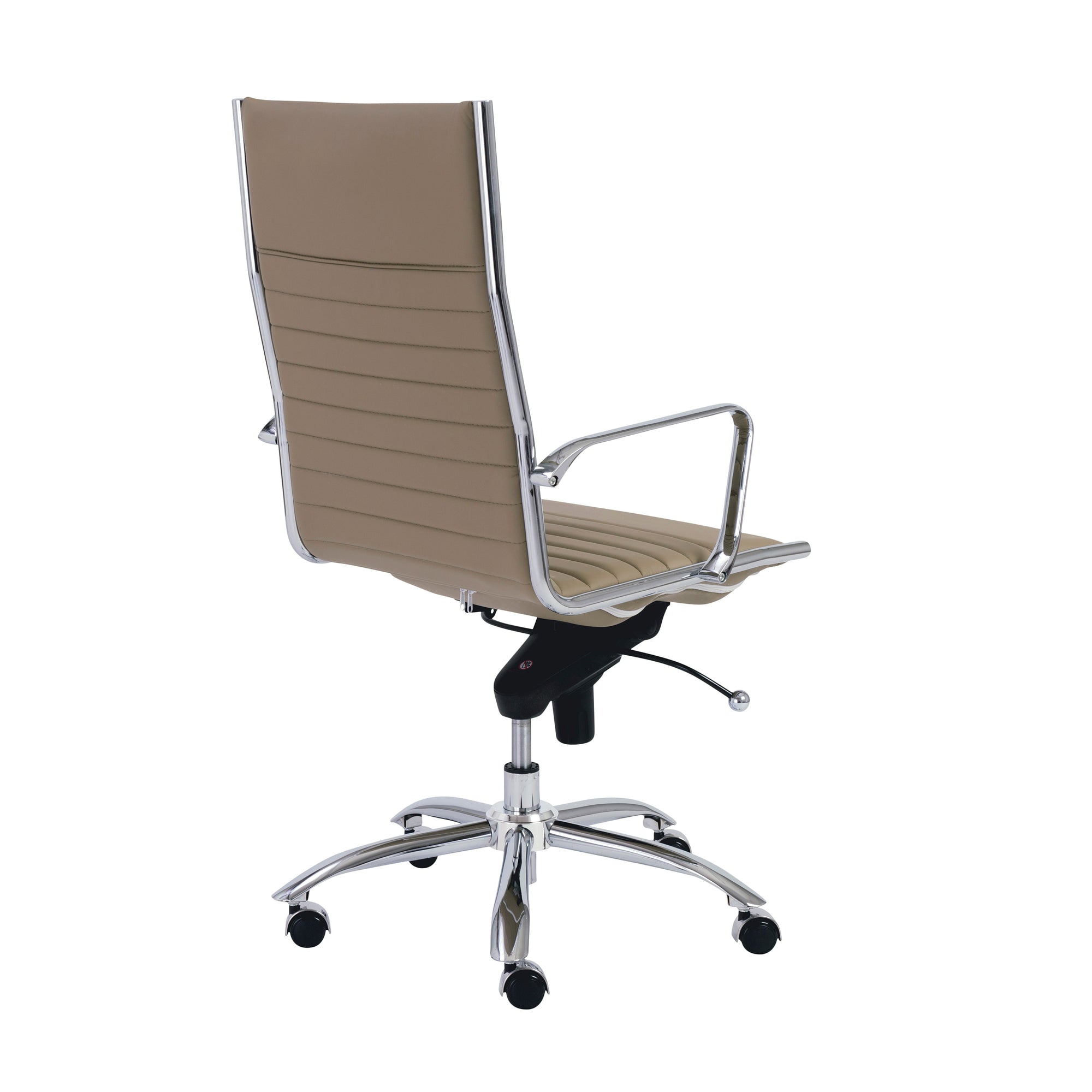 Taupe Leather & Chrome High Back Modern Office Chair