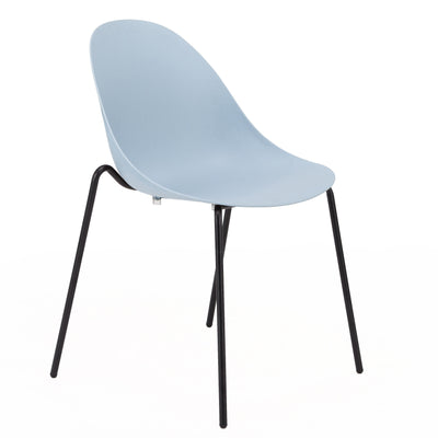 Blue Guest or Conference Chair with Steel Legs (Set of 4)