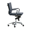 Elegant Low Back Blue Leather & Chrome Modern Office Chair