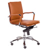 Low Back Cognac Leather & Chrome Modern Office Chair