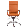 High Back Leather & Chrome Modern Office Chair in Cognac