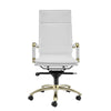 High Back White Leather & Gold Exceptional Office Chair