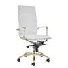 High Back White Leather & Gold Exceptional Office Chair