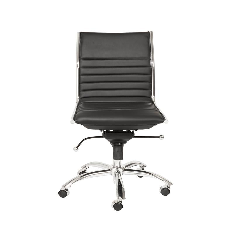 Armless Black Leatherette Modern Office Chair