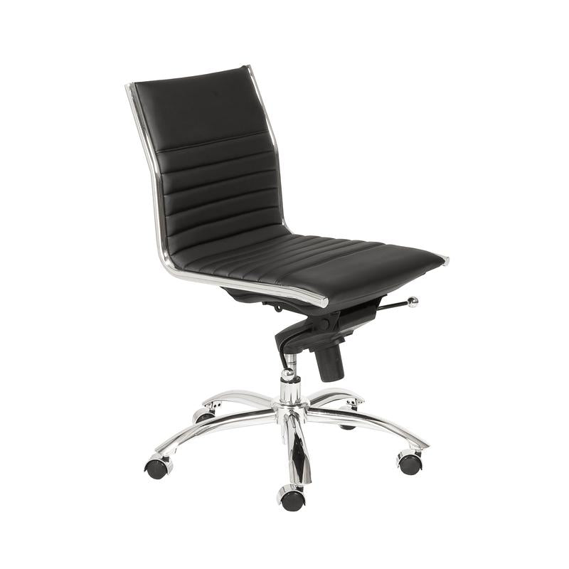 Armless Black Leatherette Modern Office Chair