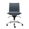 Armless Blue Leatherette Modern Office Chair