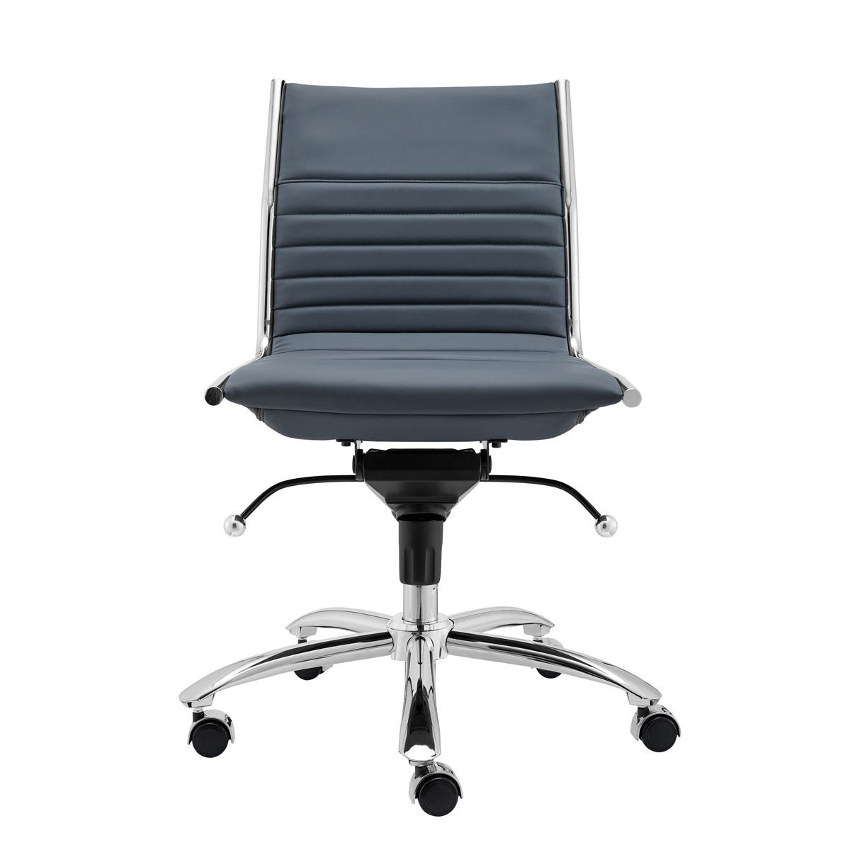 Armless Blue Leatherette Modern Office Chair
