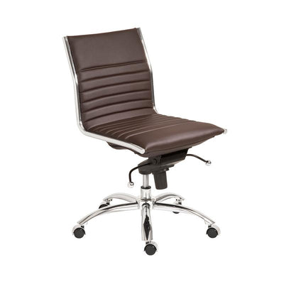 Armless Brown Leatherette Modern Office Chair
