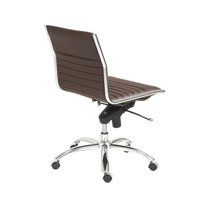 Armless Brown Leatherette Modern Office Chair