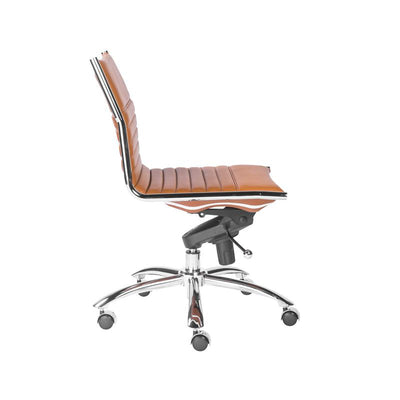 Armless Cognac Leatherette Modern Office Chair