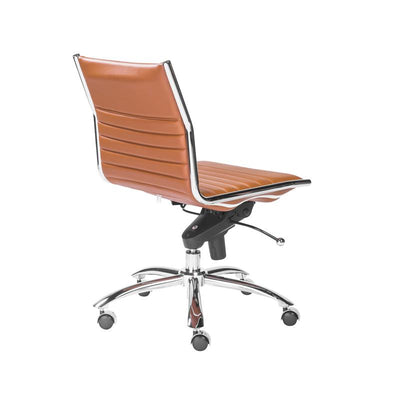 Armless Cognac Leatherette Modern Office Chair