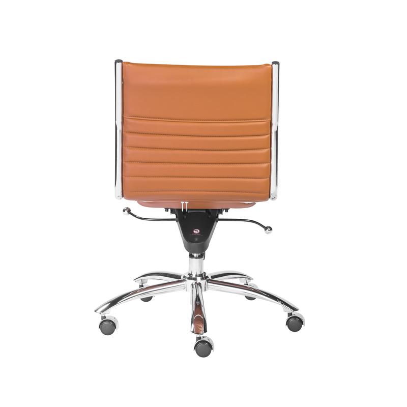 Armless Cognac Leatherette Modern Office Chair