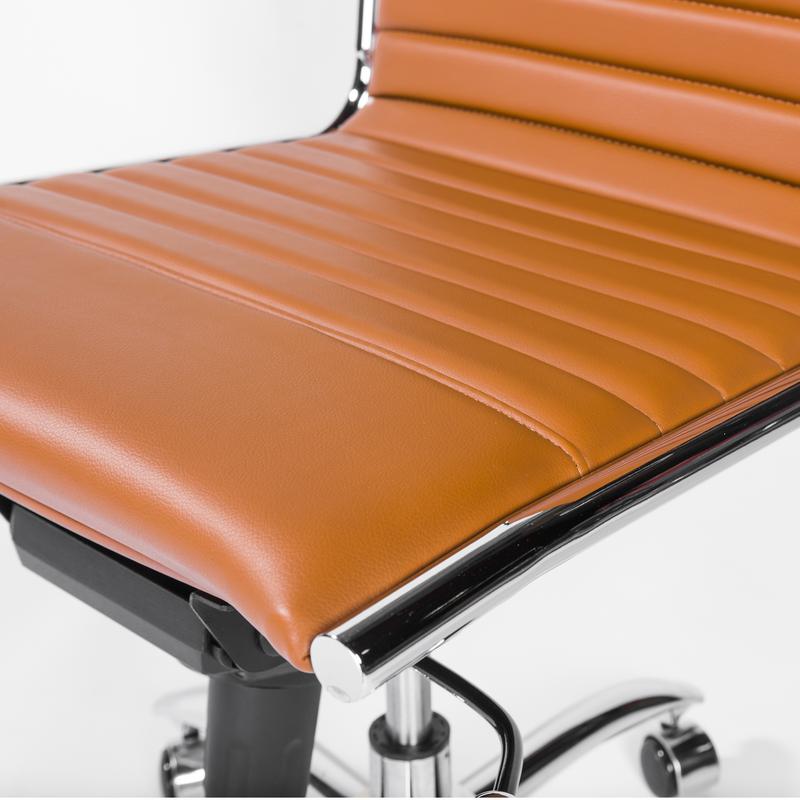 Armless Cognac Leatherette Modern Office Chair