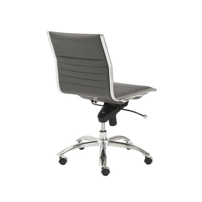 Armless Gray Leatherette Modern Office Chair