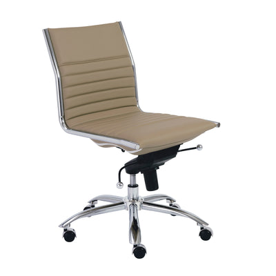 Armless Taupe Leatherette Modern Office Chair