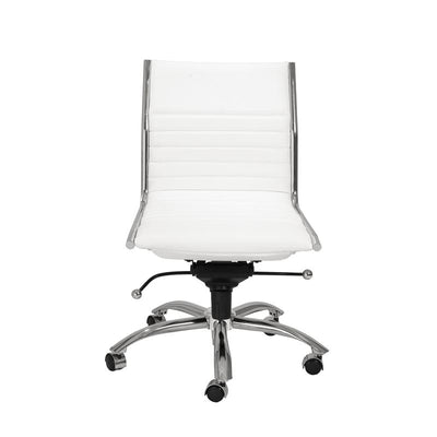 Armless White Leatherette Modern Office Chair
