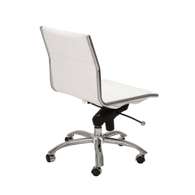 Armless White Leatherette Modern Office Chair