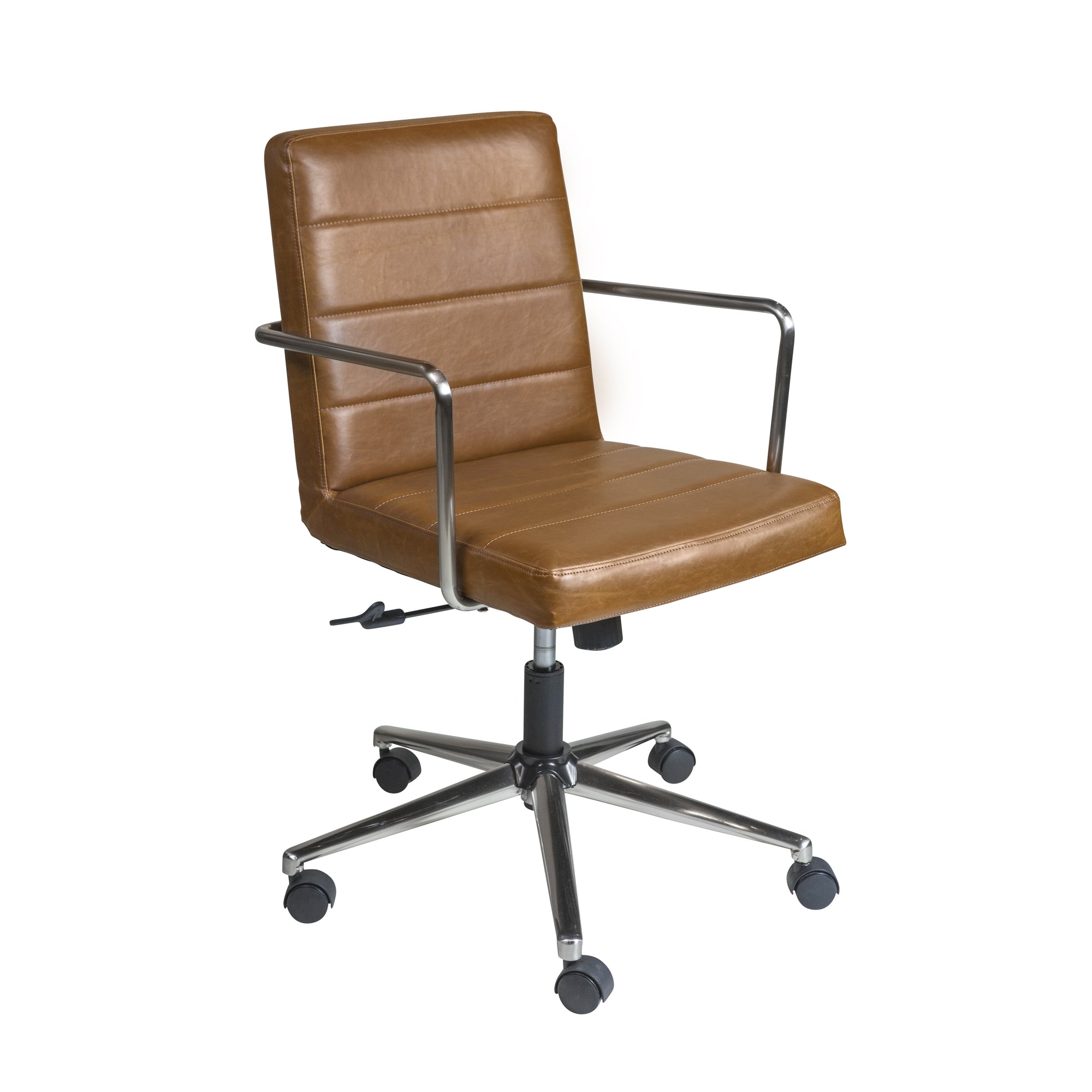 Brown Leather Low Back Office Chair