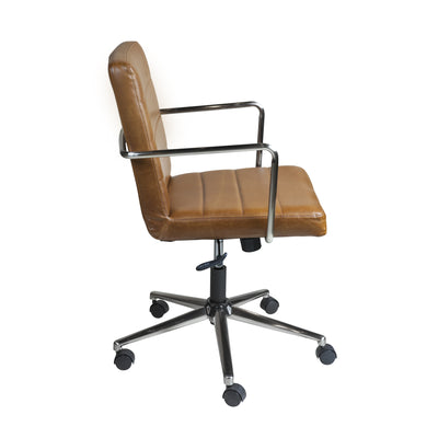 Brown Leather Low Back Office Chair