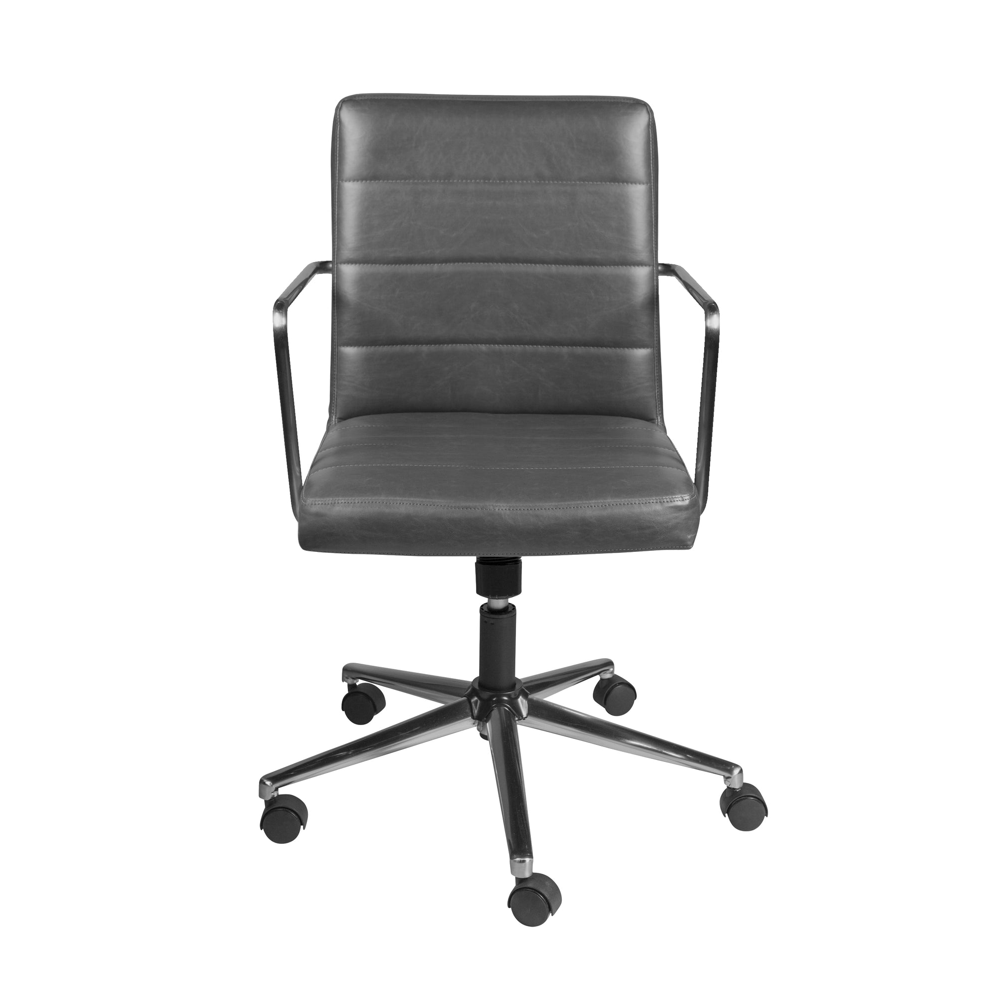 Gray Leather Low Back Office Chair