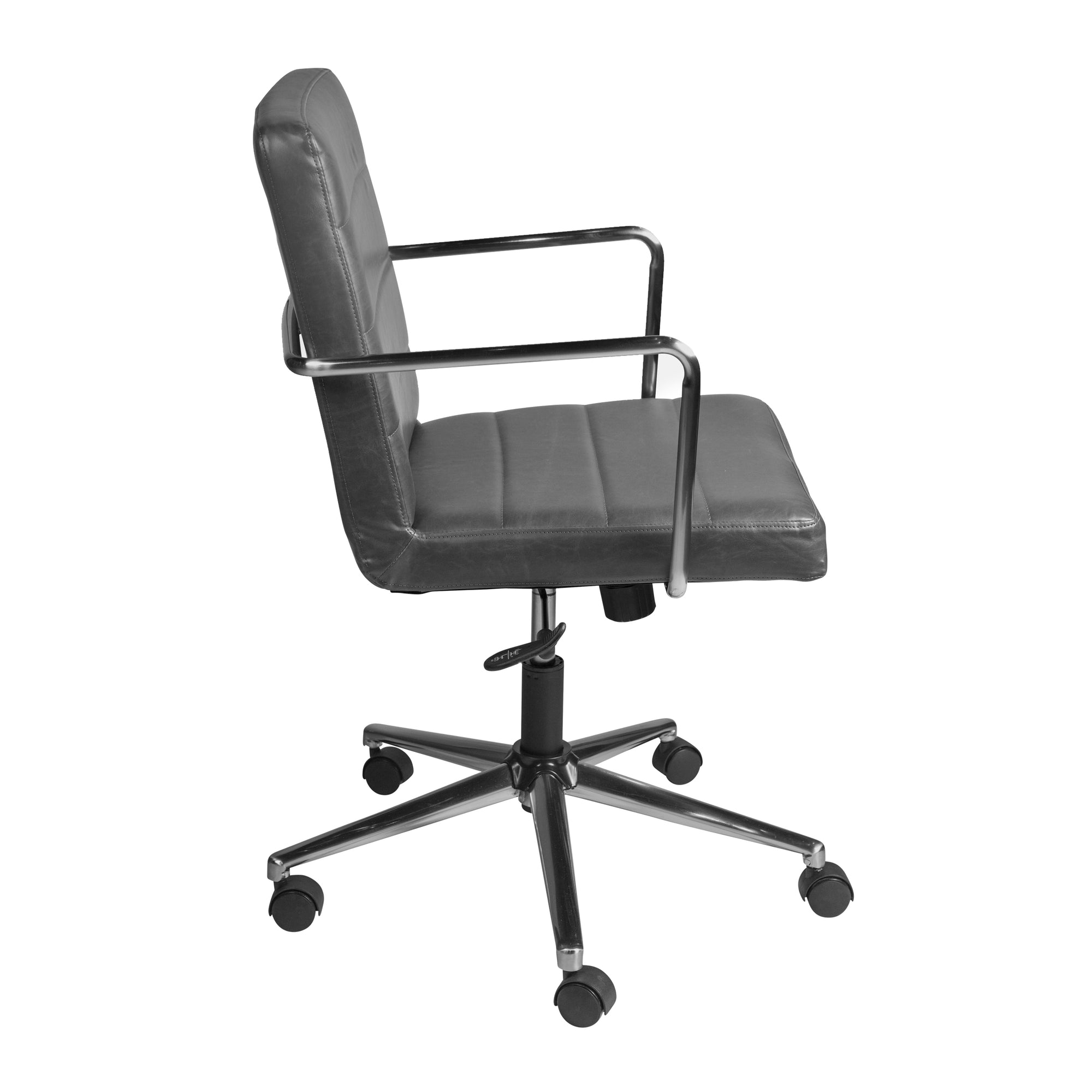 Gray Leather Low Back Office Chair