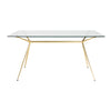 Modern 60" Executive Glass Desk with Matte Brushed Gold Frame