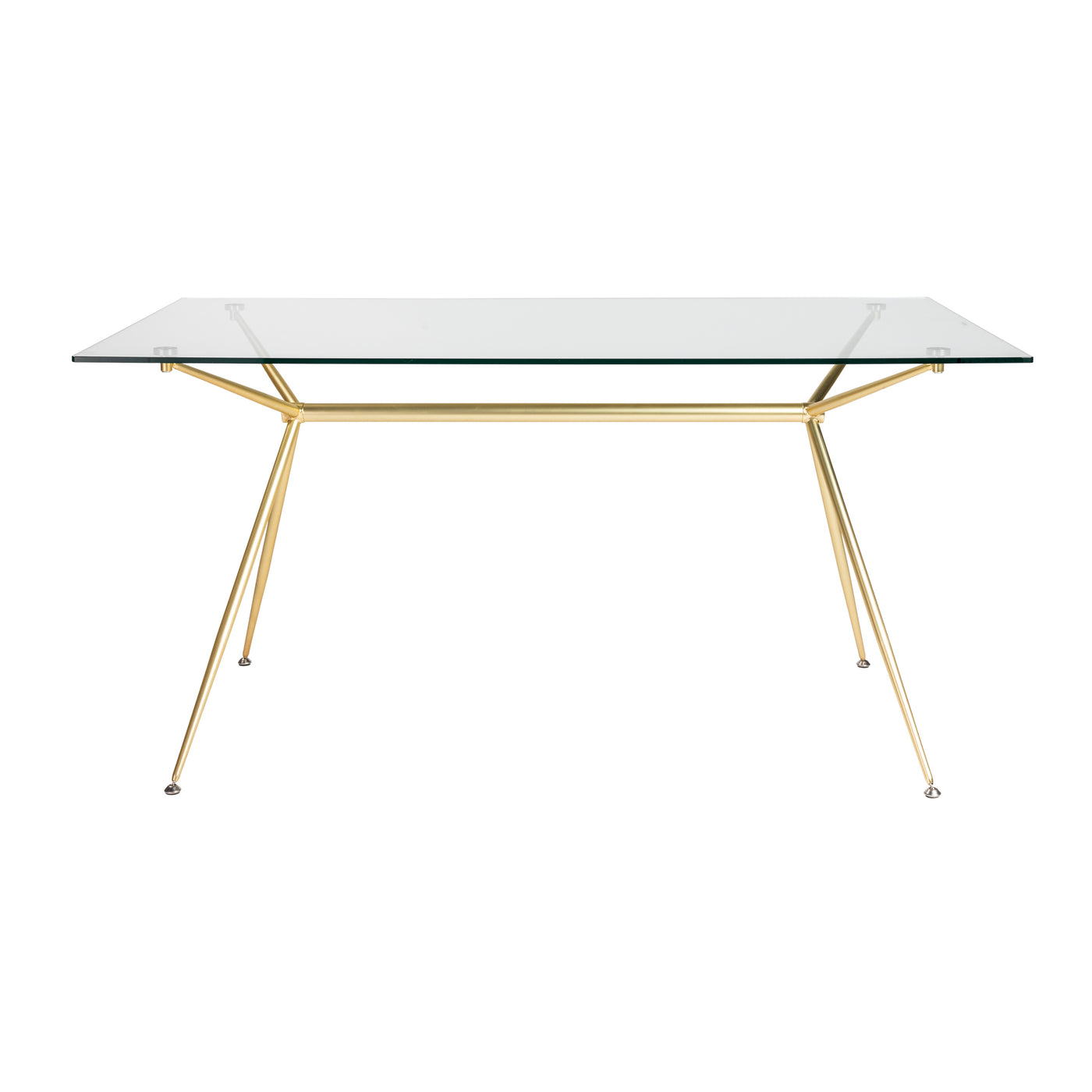 Modern 60" Executive Glass Desk with Matte Brushed Gold Frame