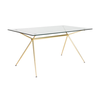 Modern 60" Executive Glass Desk with Matte Brushed Gold Frame