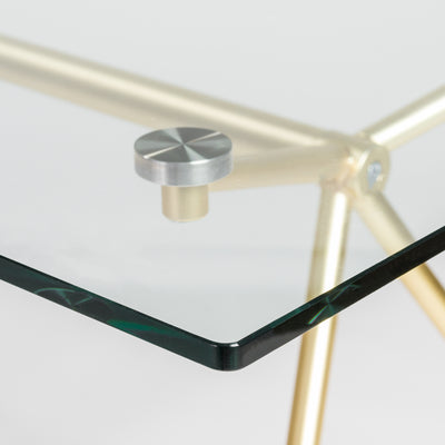 Modern 60" Executive Glass Desk with Matte Brushed Gold Frame