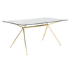 Modern 66" Executive Glass Desk with Matte Brushed Gold Frame