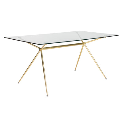 Modern 66" Executive Glass Desk with Matte Brushed Gold Frame