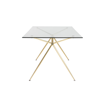 Modern 66" Executive Glass Desk with Matte Brushed Gold Frame