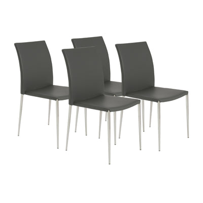 Stackable Gray Leatherette Guest or Conference Chair (Set of 4)