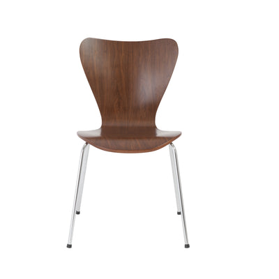Set of 4 American Walnut & Chrome Stacking Guest Chairs