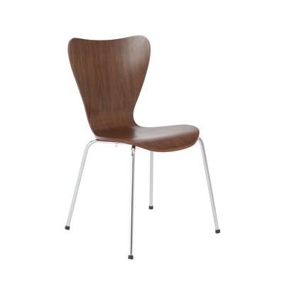 Set of 4 American Walnut & Chrome Stacking Guest Chairs