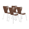 Set of 4 American Walnut & Chrome Stacking Guest Chairs