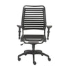 Classic Black Flat High Back Office Chair w/ Bungee Bands