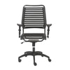 Classic Black Flat High Back Office Chair w/ Bungee Bands