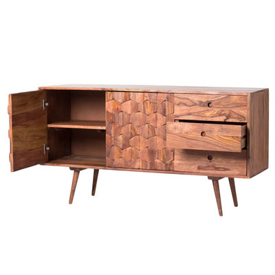 Elegant 53" Solid Wood Office Desk with Unique Patterned Drawer Fronts