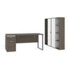 66" Desk with Included Cabinets in Bark Gray and White