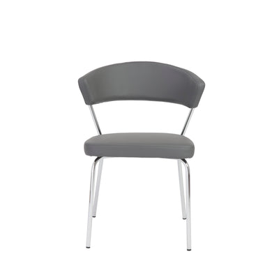 Gray Leatherette Guest or Conference Chair w/ Curved Back (Set of 4)