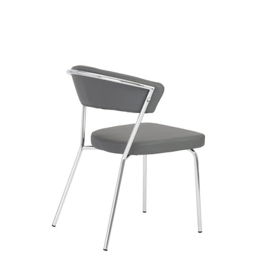 Gray Leatherette Guest or Conference Chair w/ Curved Back (Set of 4)