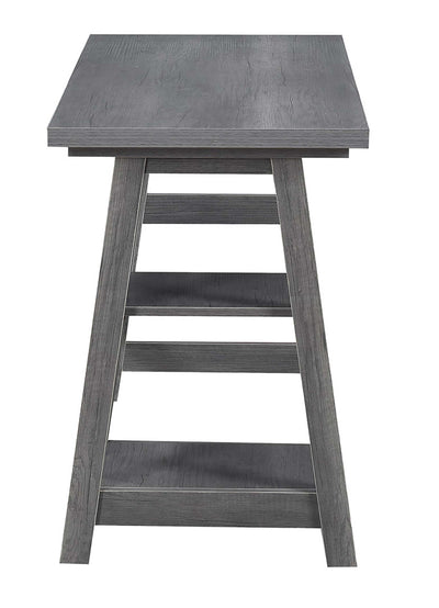 47" Office Desk with Built-in Shelves in Charcoal Gray Finish