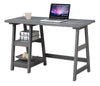 47" Office Desk with Built-in Shelves in Charcoal Gray Finish