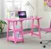 47" Office Desk with Built-in Shelves in Pink Finish