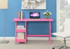 47" Office Desk with Built-in Shelves in Pink Finish