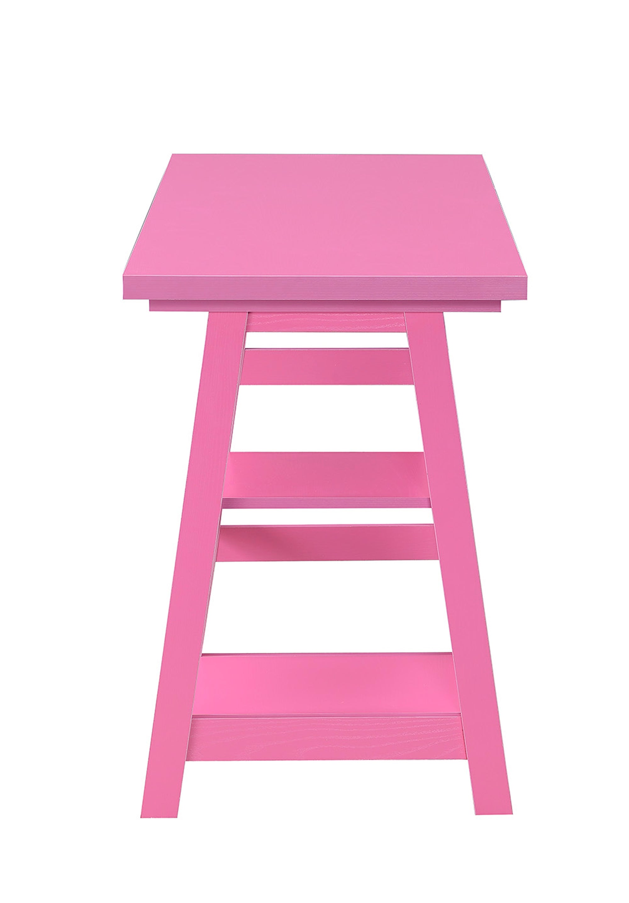 47" Office Desk with Built-in Shelves in Pink Finish